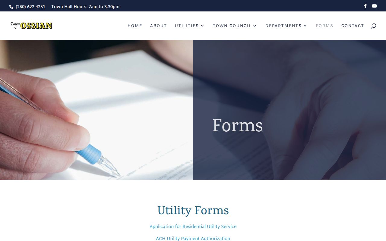 Ossian forms index showing no dedicated Wells County warrant form