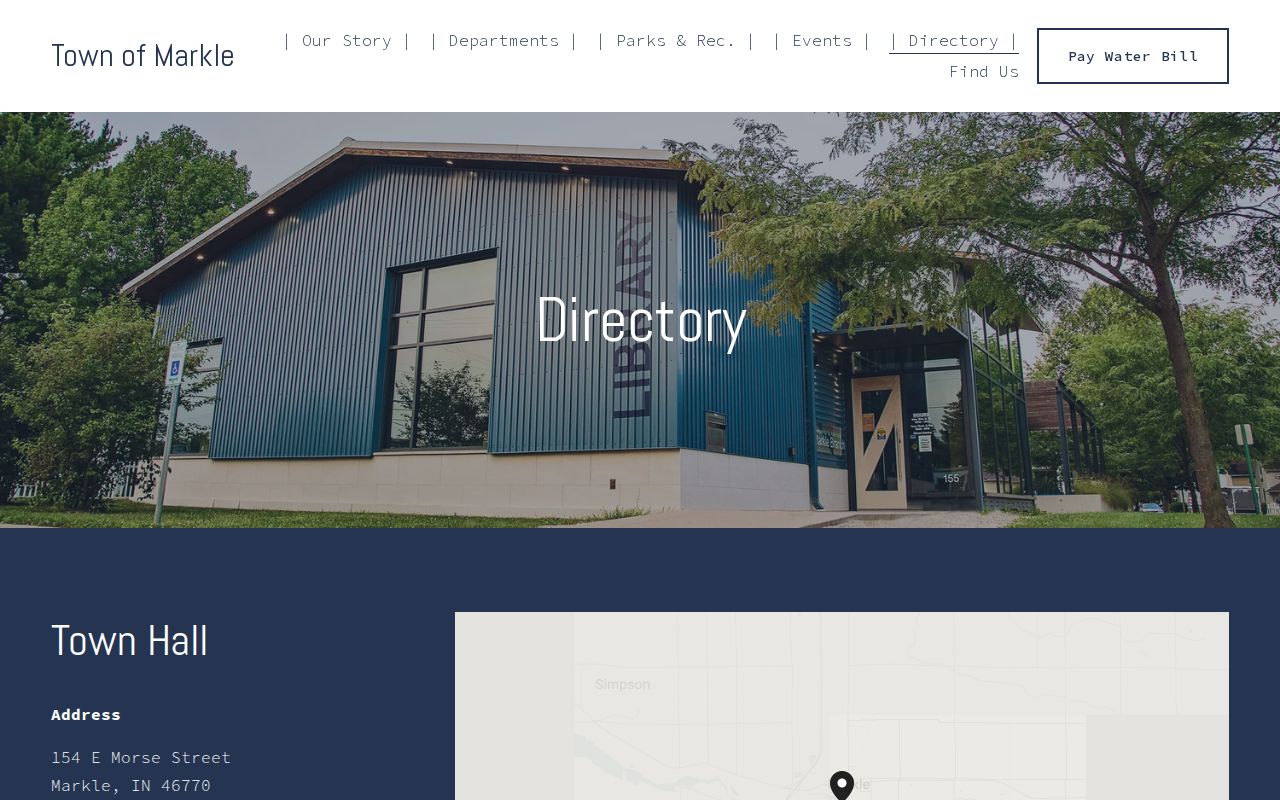 Markle Town Hall directory related to local warrant contact routing
