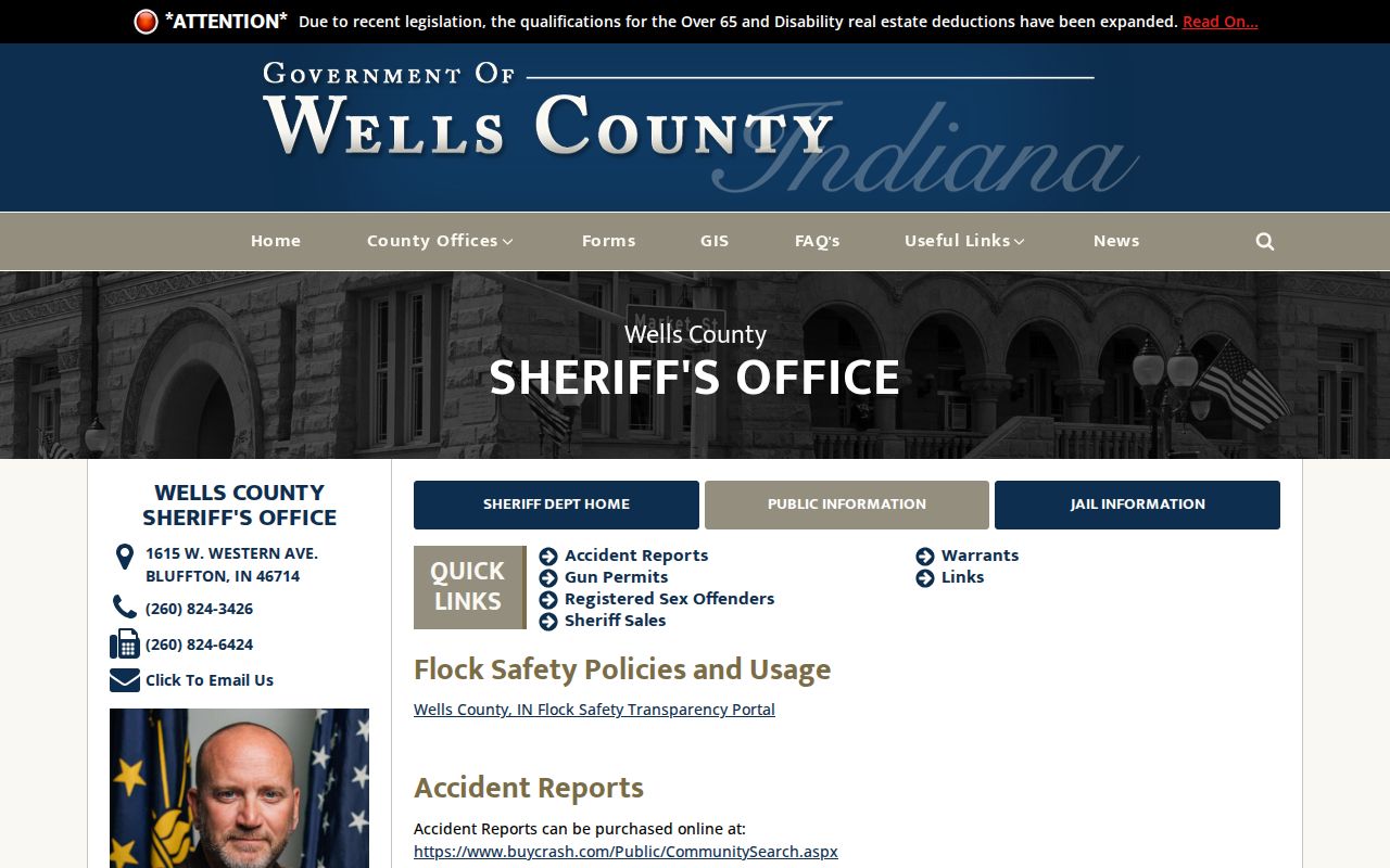 Wells County most wanted link on sheriff public information page